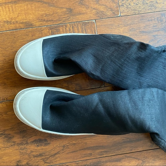 SOLD Rick Owens Sz 8 or 38 DRK SHDW Neoprene Thigh High Boots Shoes - Picture 3 of 5